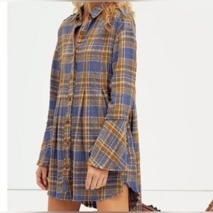 Free People Flannel Long Sleeve Dress